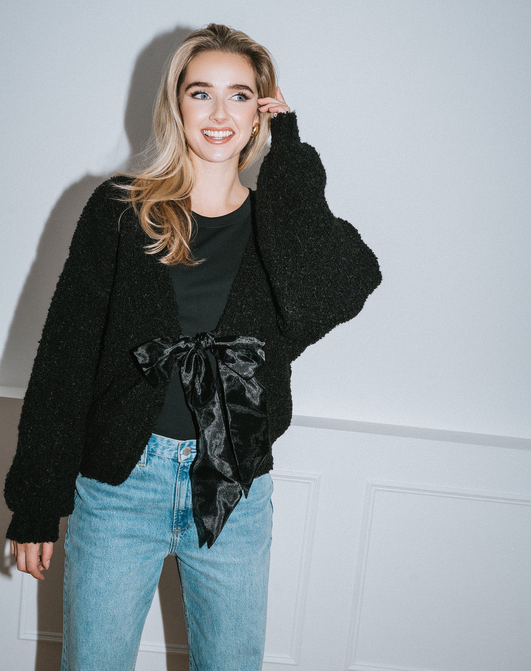 Elsa Bow Cardigan – BRUNETTE The Label