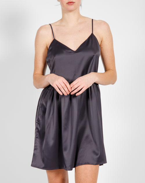 The Satin Baby Doll Dress | Charcoal