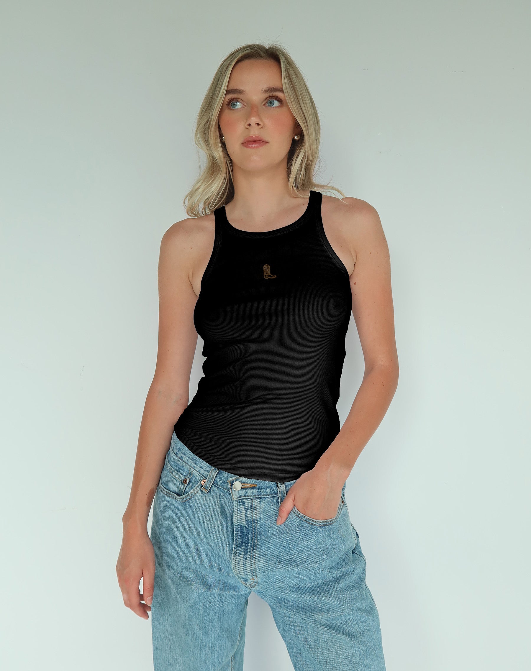 Cowgirl Boot Ribbed Tank Top