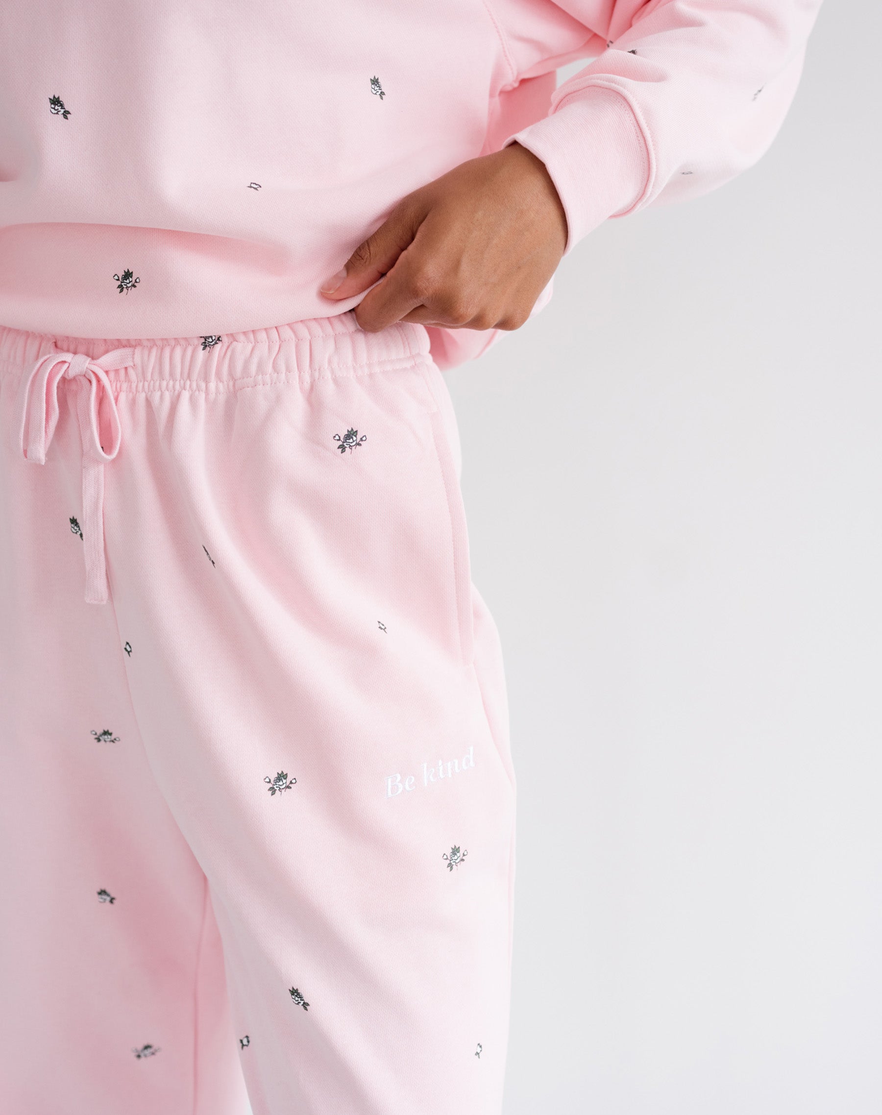 "Be Kind" All Over Floral Oversized Joggers