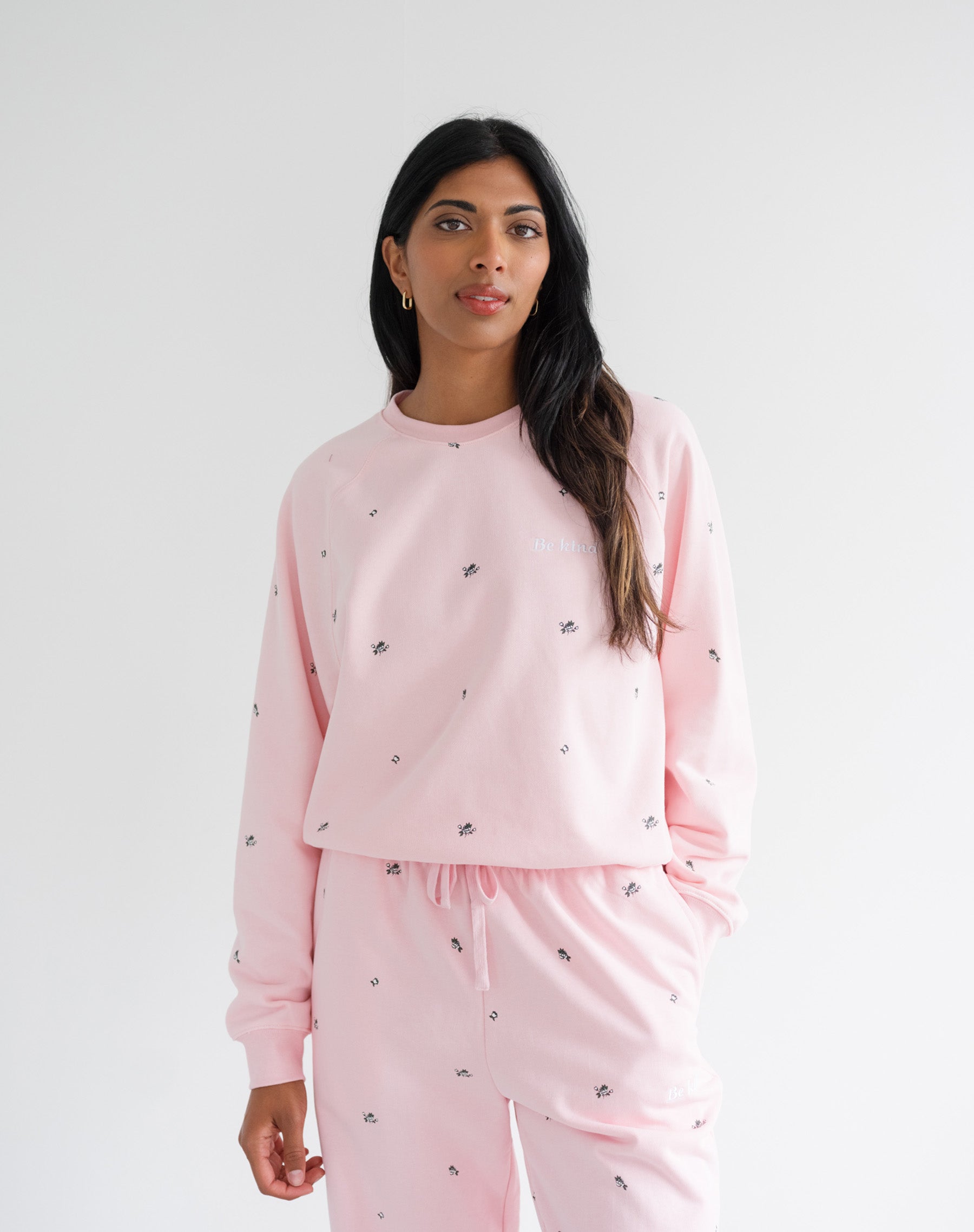 "Be Kind" All Over Floral Perfect Crew