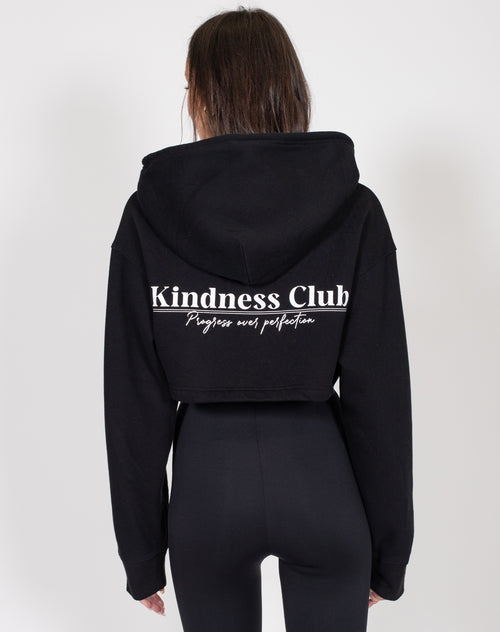 The "KINDNESS CLUB" Super Crop Hoodie | Black