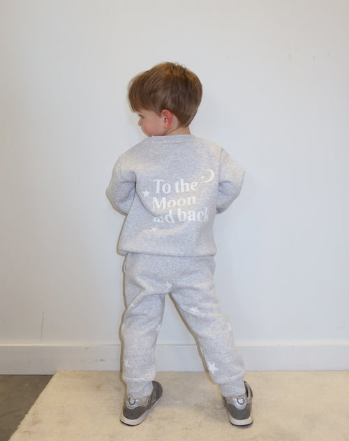 ‘To the Moon and Back’ Little Babes Classic Crew | Pebble Grey