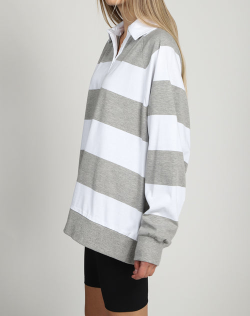 The Striped Rugby Shirt | Dove Grey