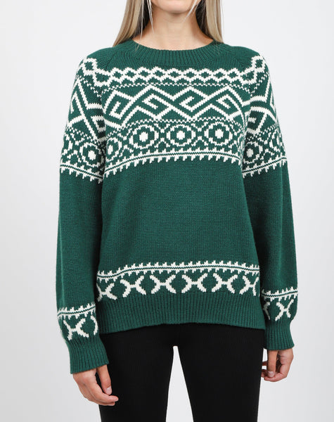 The Fair Isle Knit Sweater | Emerald – BRUNETTE The Label