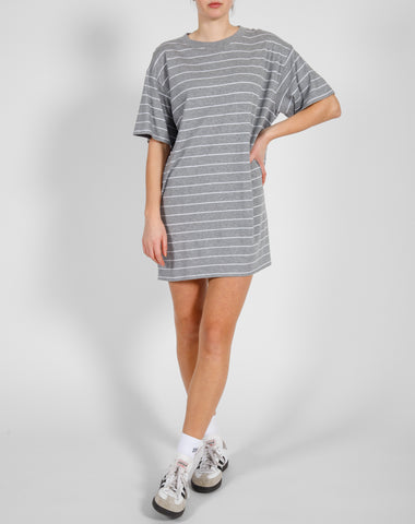 Ribbed Strapless Maxi Dress | White & Black Stripe