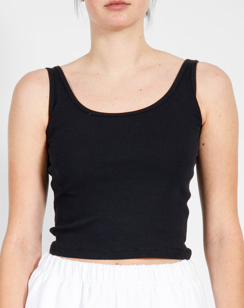 Ribbed Fitted Tank Top | Black