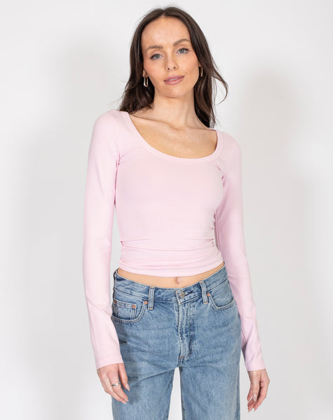 Scoop Neck Long Sleeve Tee  Oyster – BRUNETTE The Label