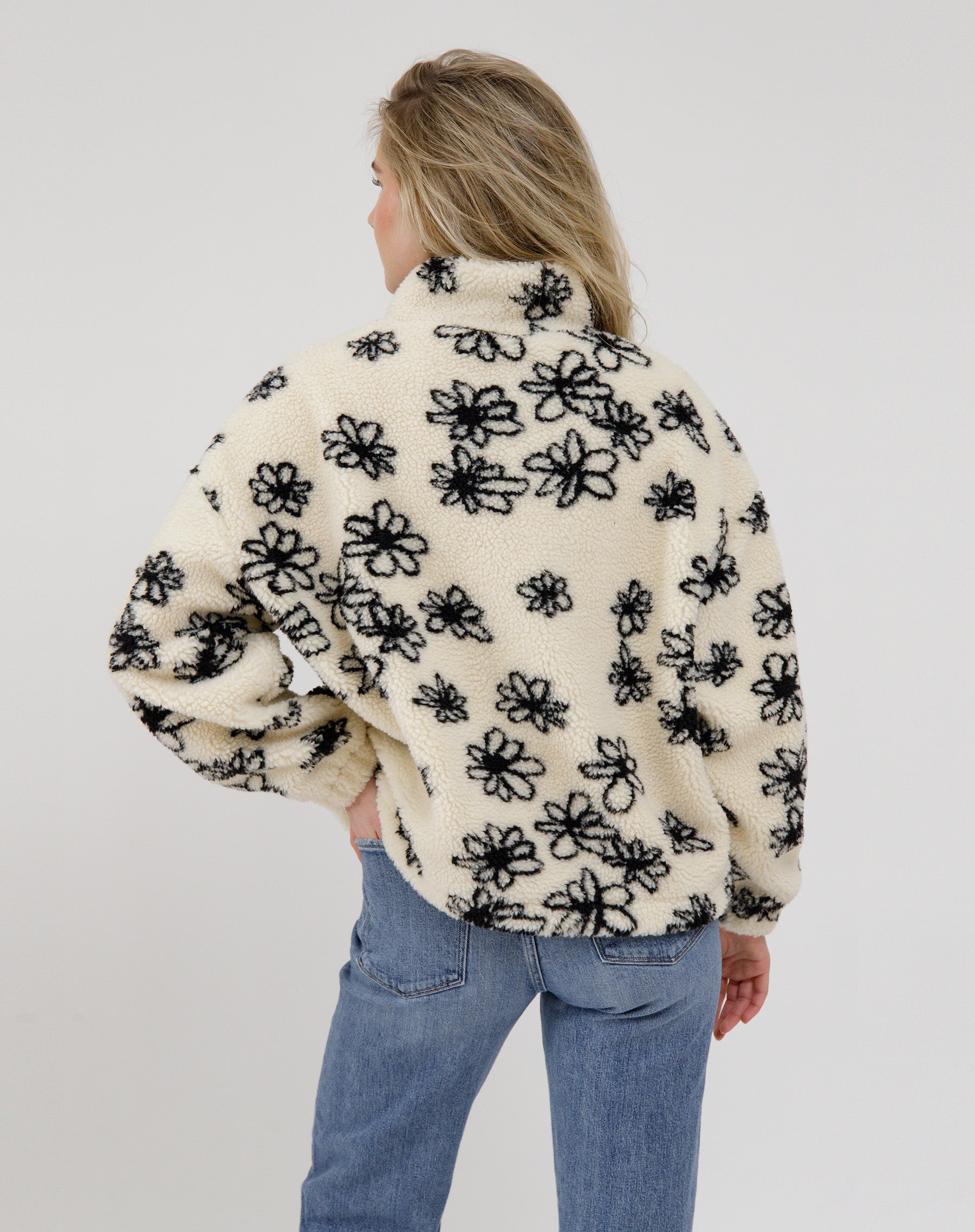 Floral Half Zip Sherpa