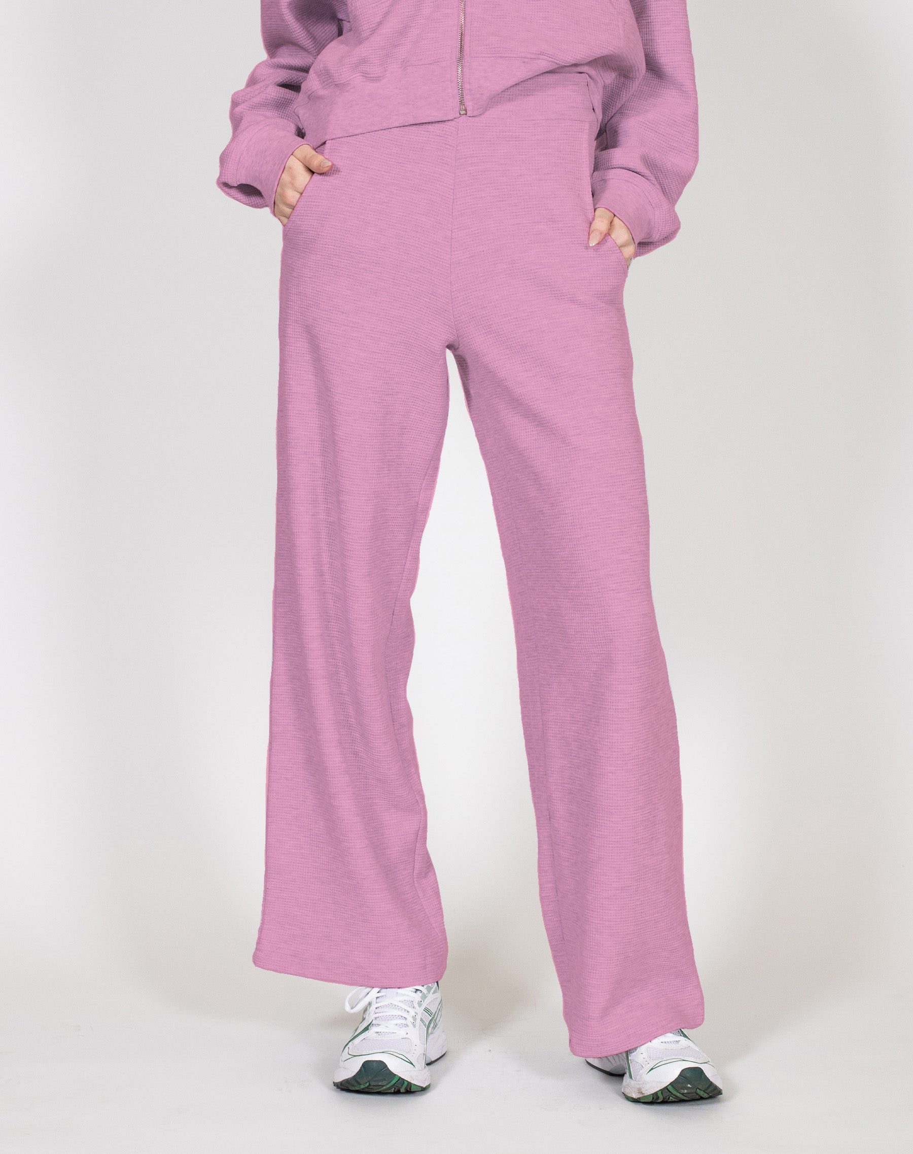 Waffle Knit Wide Leg Pant | Bubble Gum