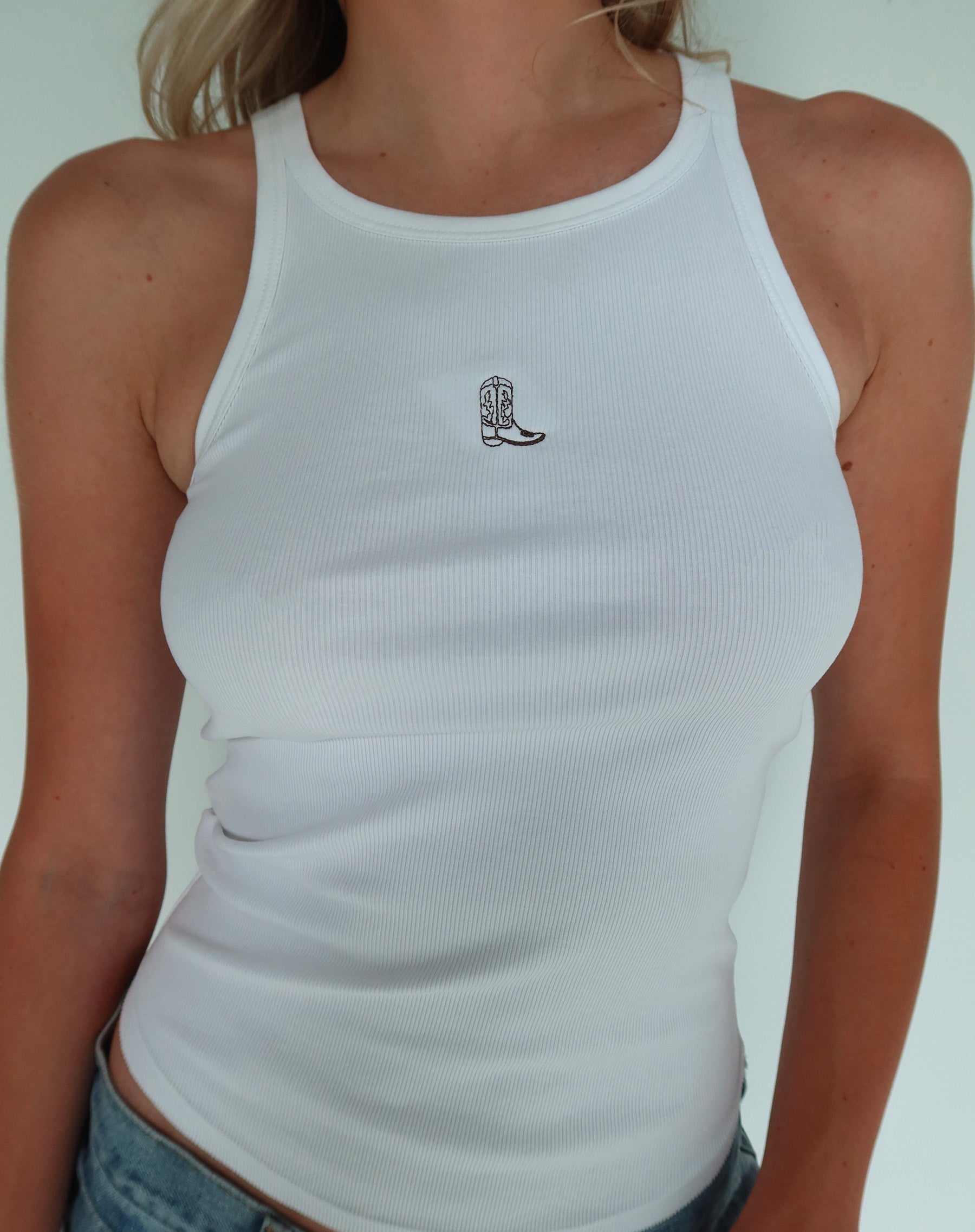 Cowgirl Boot Ribbed Tank Top