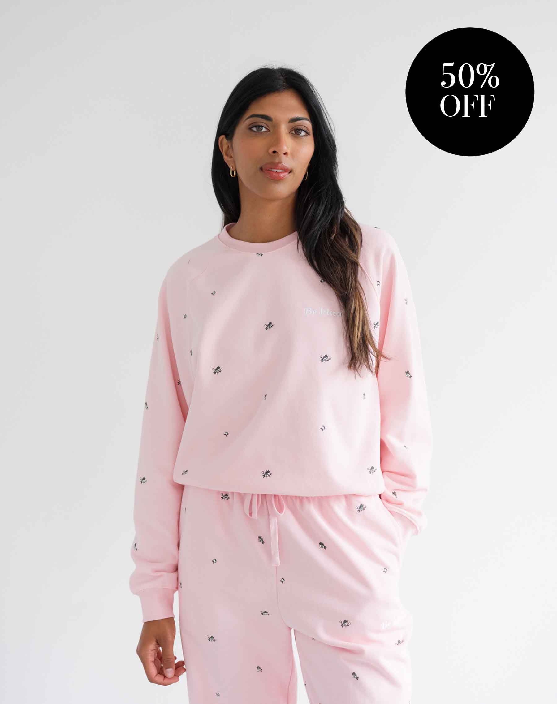 "Be Kind" All Over Floral Perfect Crew