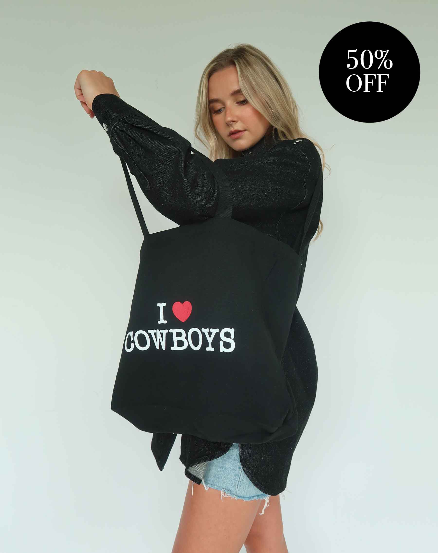 "I Love Cowboys" Tote Bag