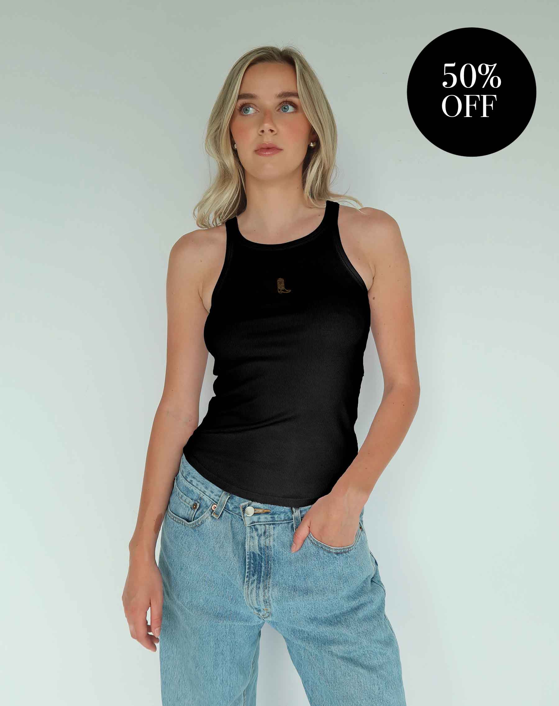 Cowgirl Boot Ribbed Tank Top
