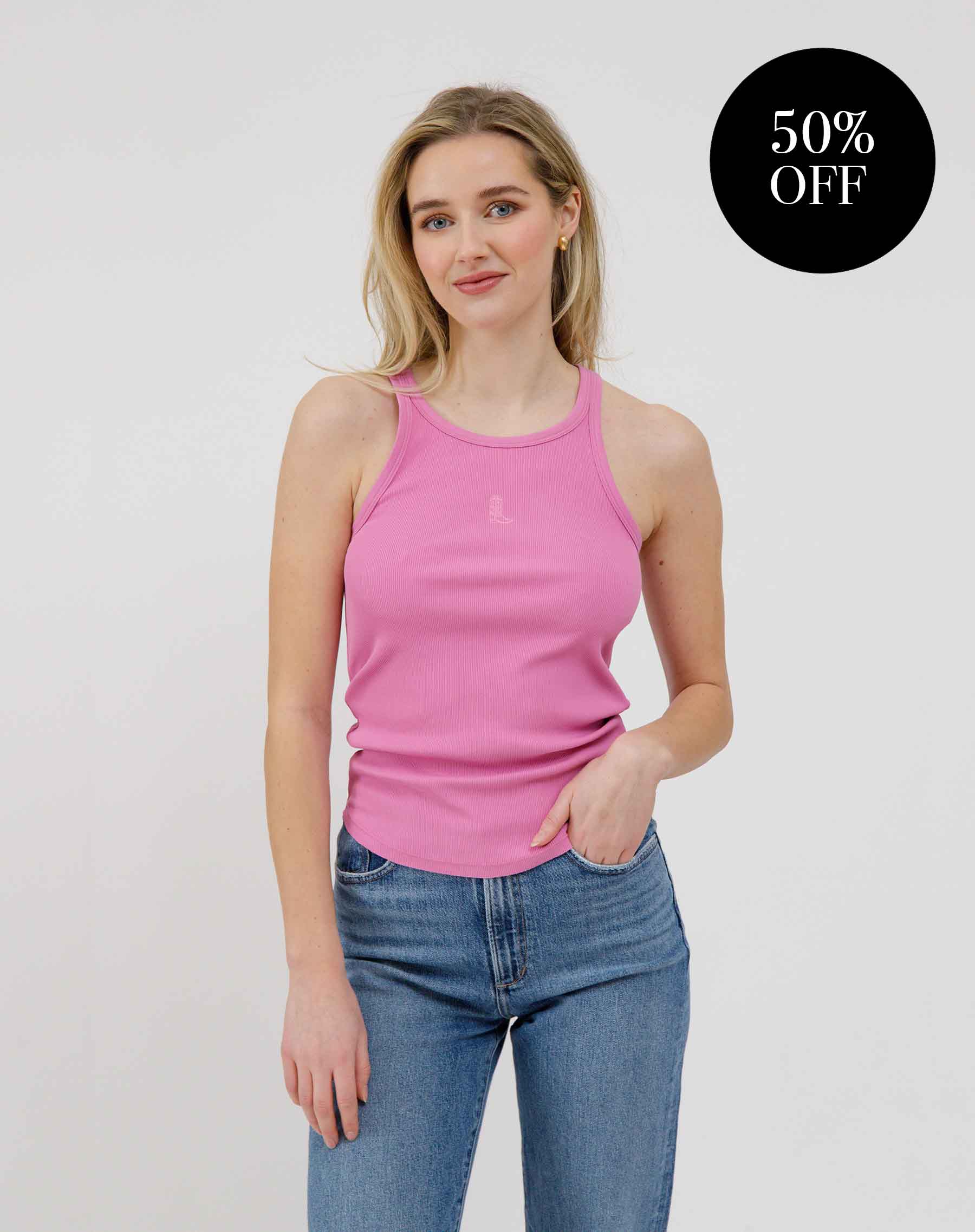 Cowgirl Boot Ribbed Tank Top