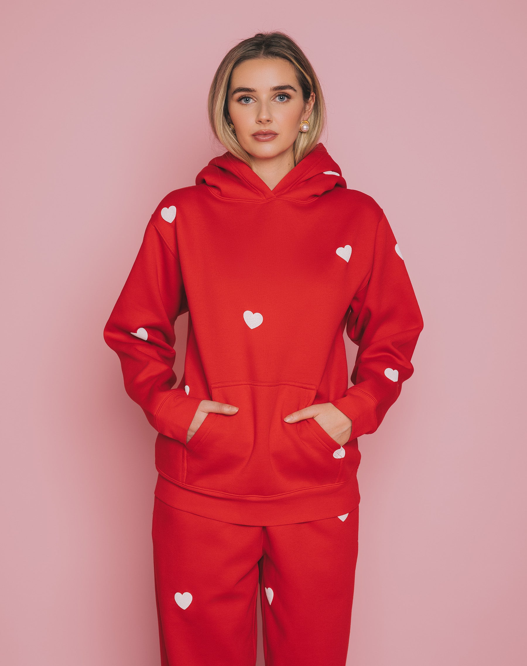All Over Heart Classic Hoodie – BRUNETTE The Label