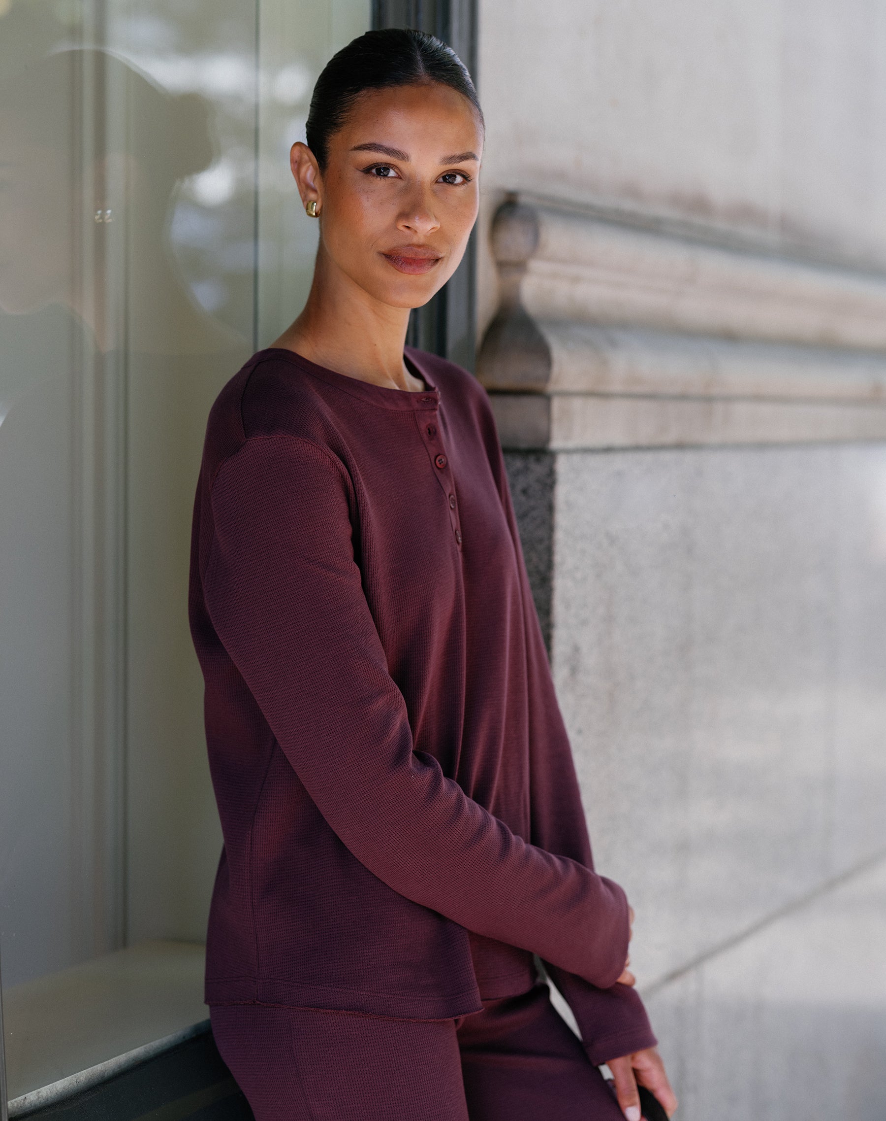 Waffle Henley Top