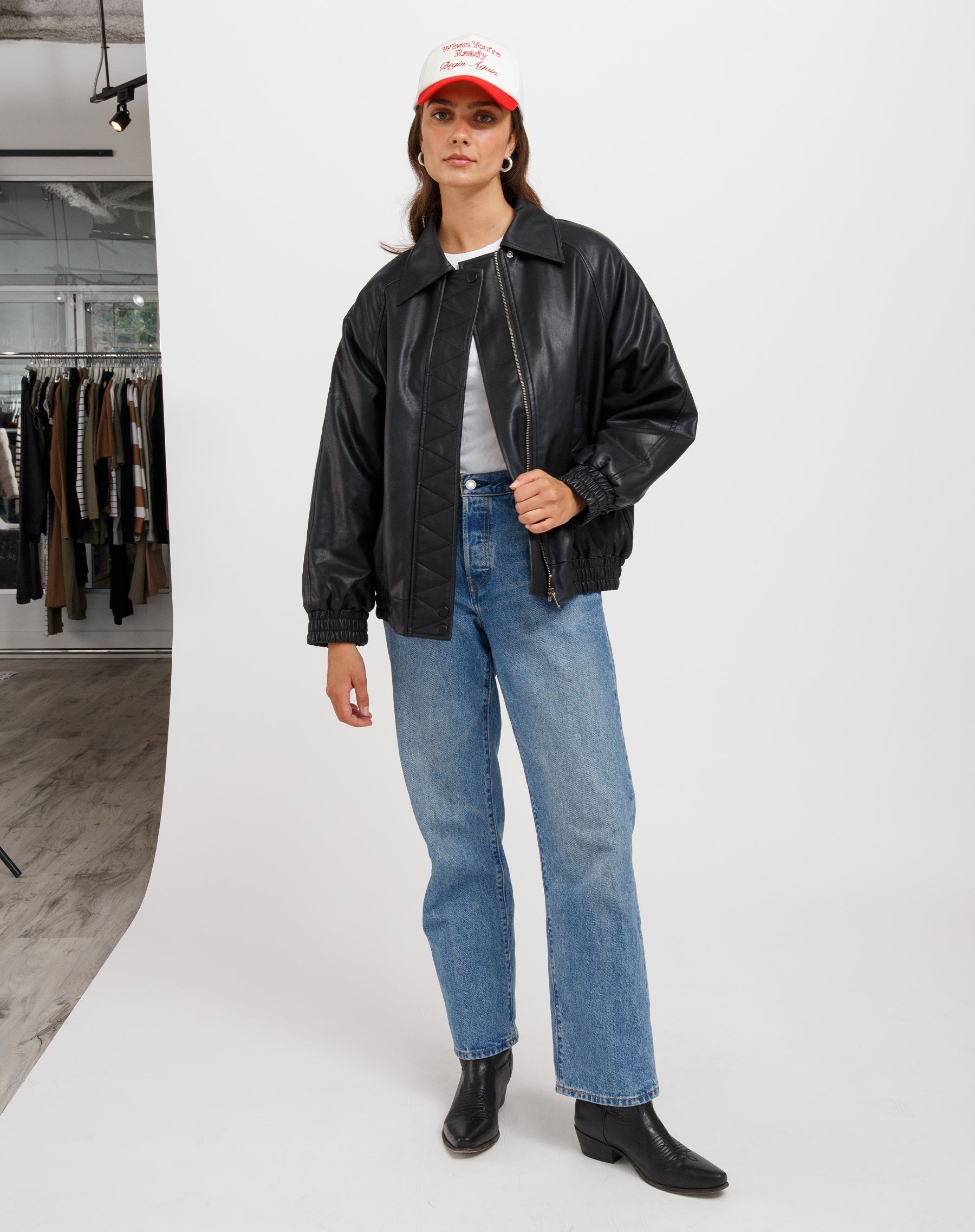 Oversized Vegan Leather Bomber