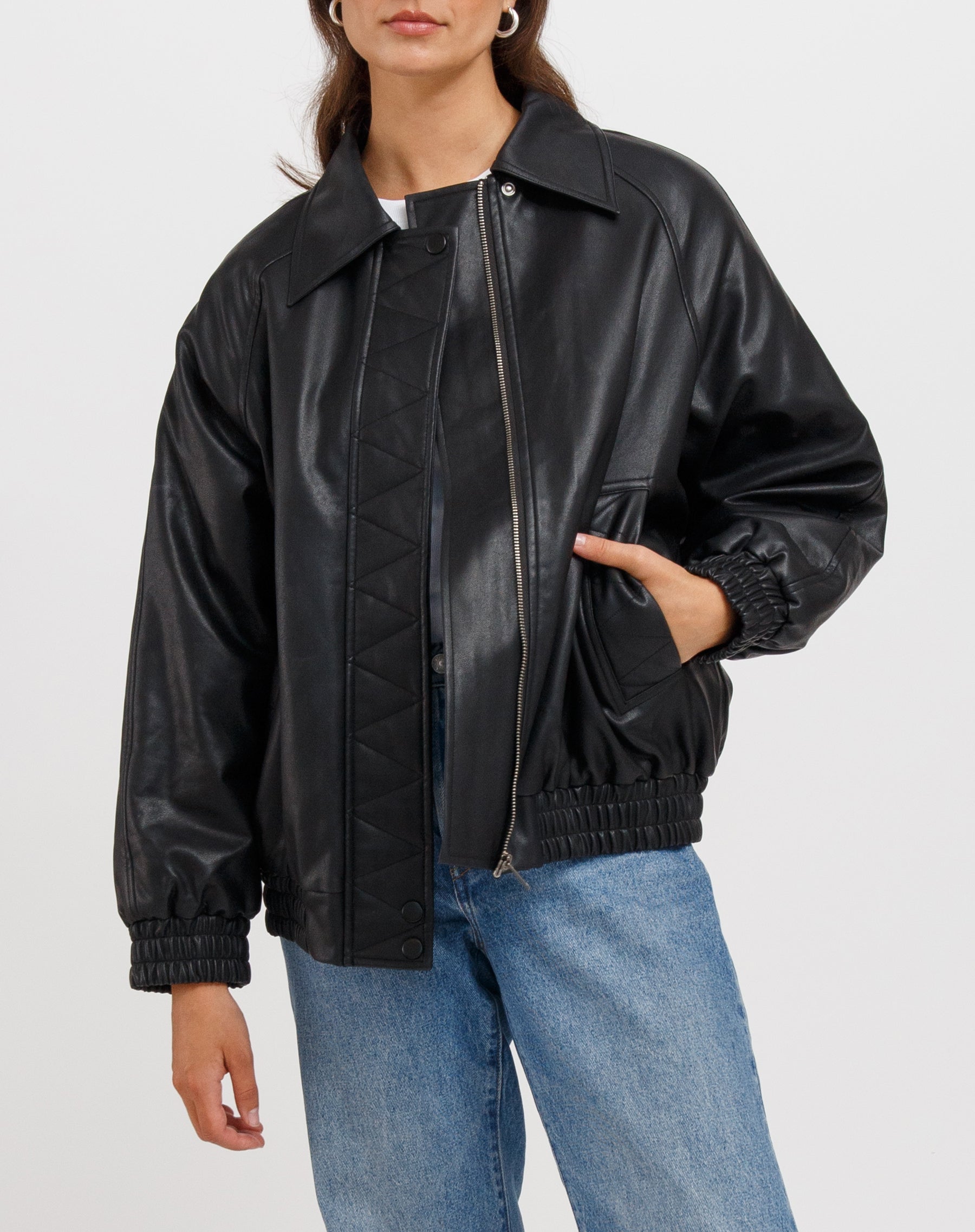 Oversized Vegan Leather Bomber