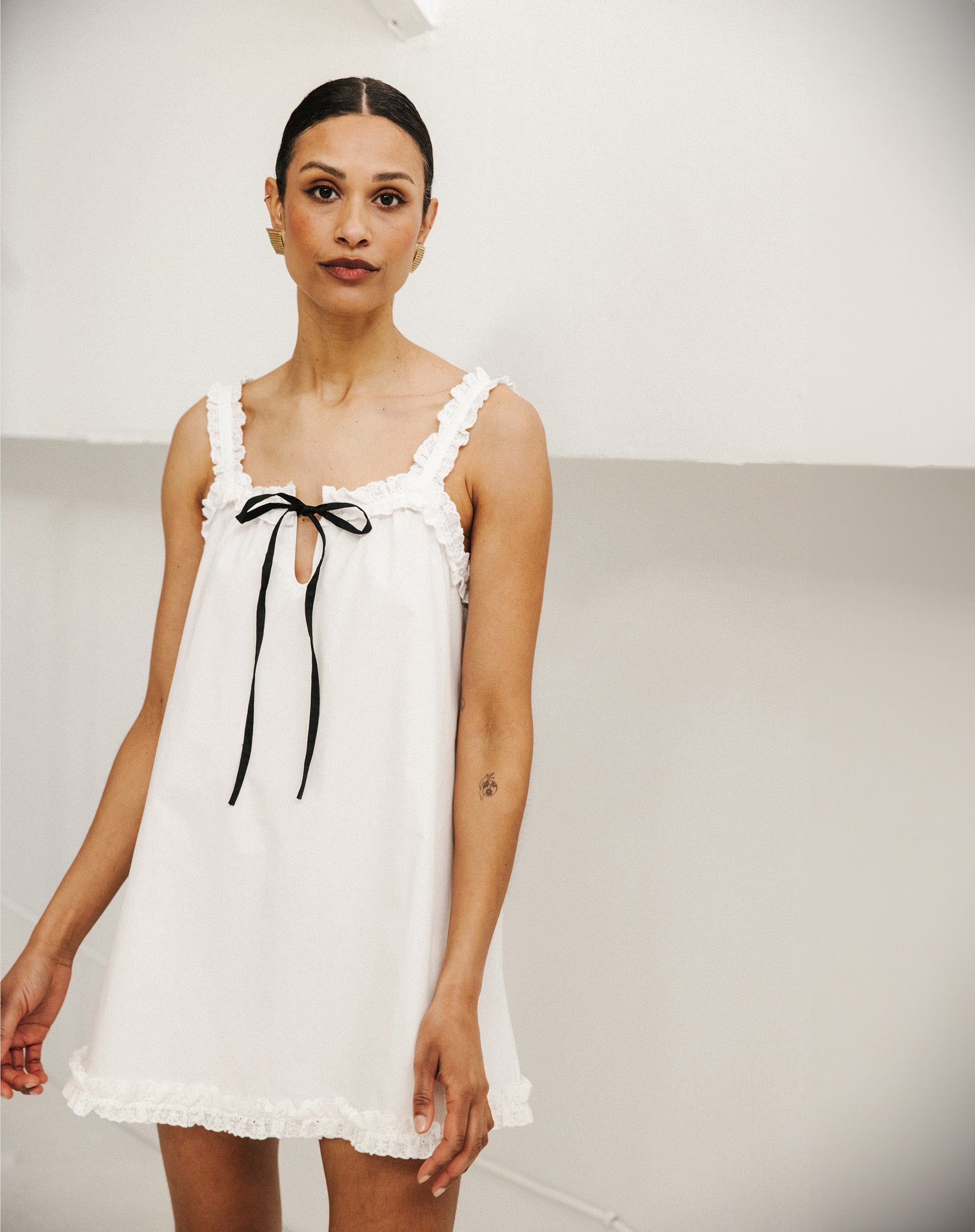 Cotton Poplin Ruffle Dress