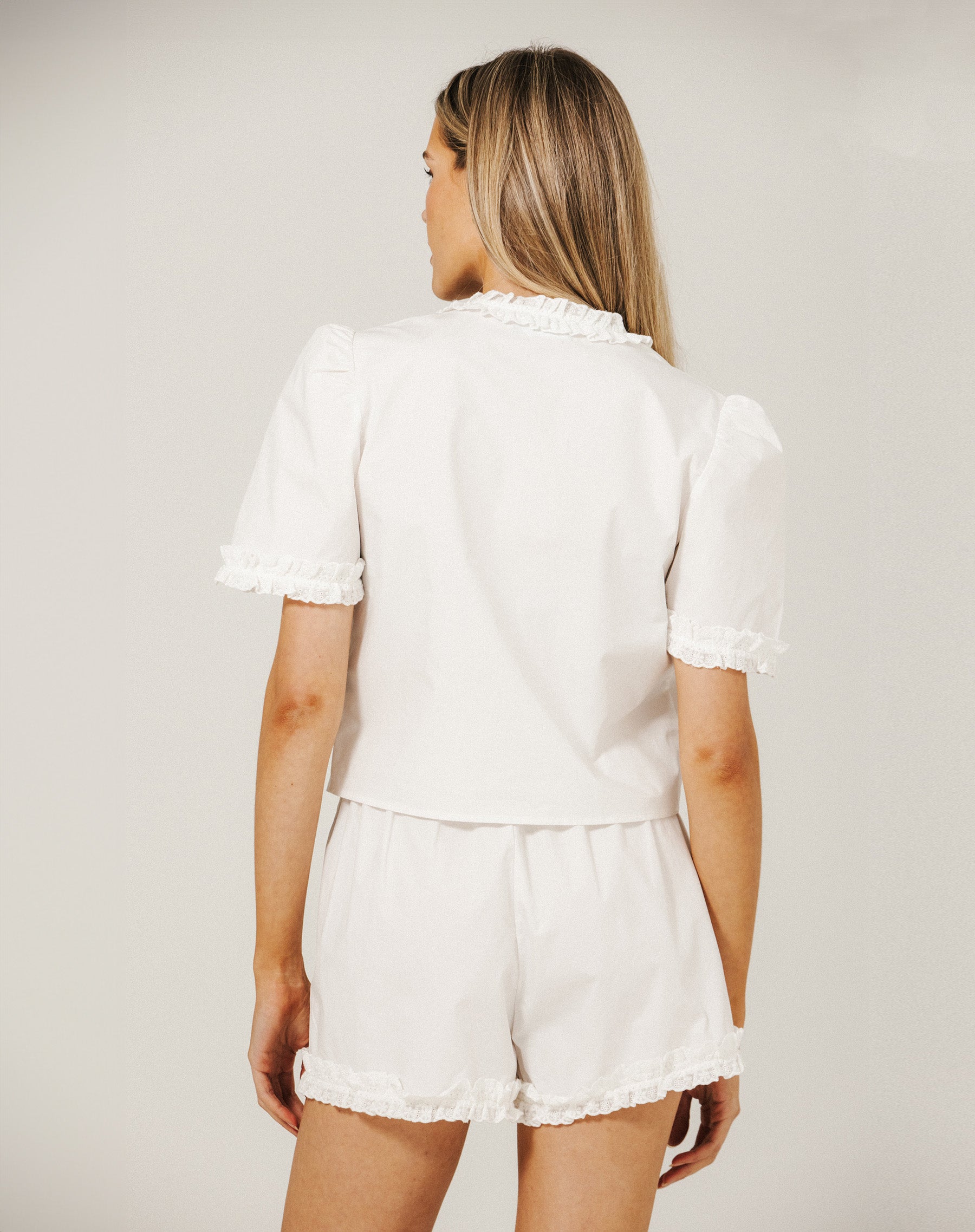 Cotton Poplin Ruffle Top