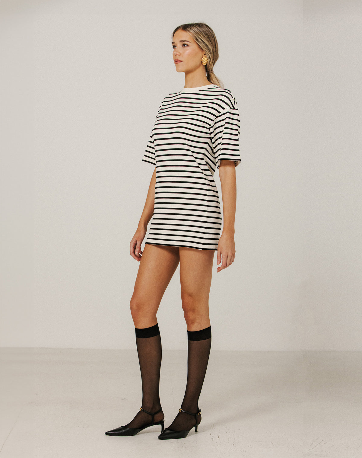 black striped t shirt dress Tall Striped T-Shirt Maxi Dress L / Extra Tall / Black/White