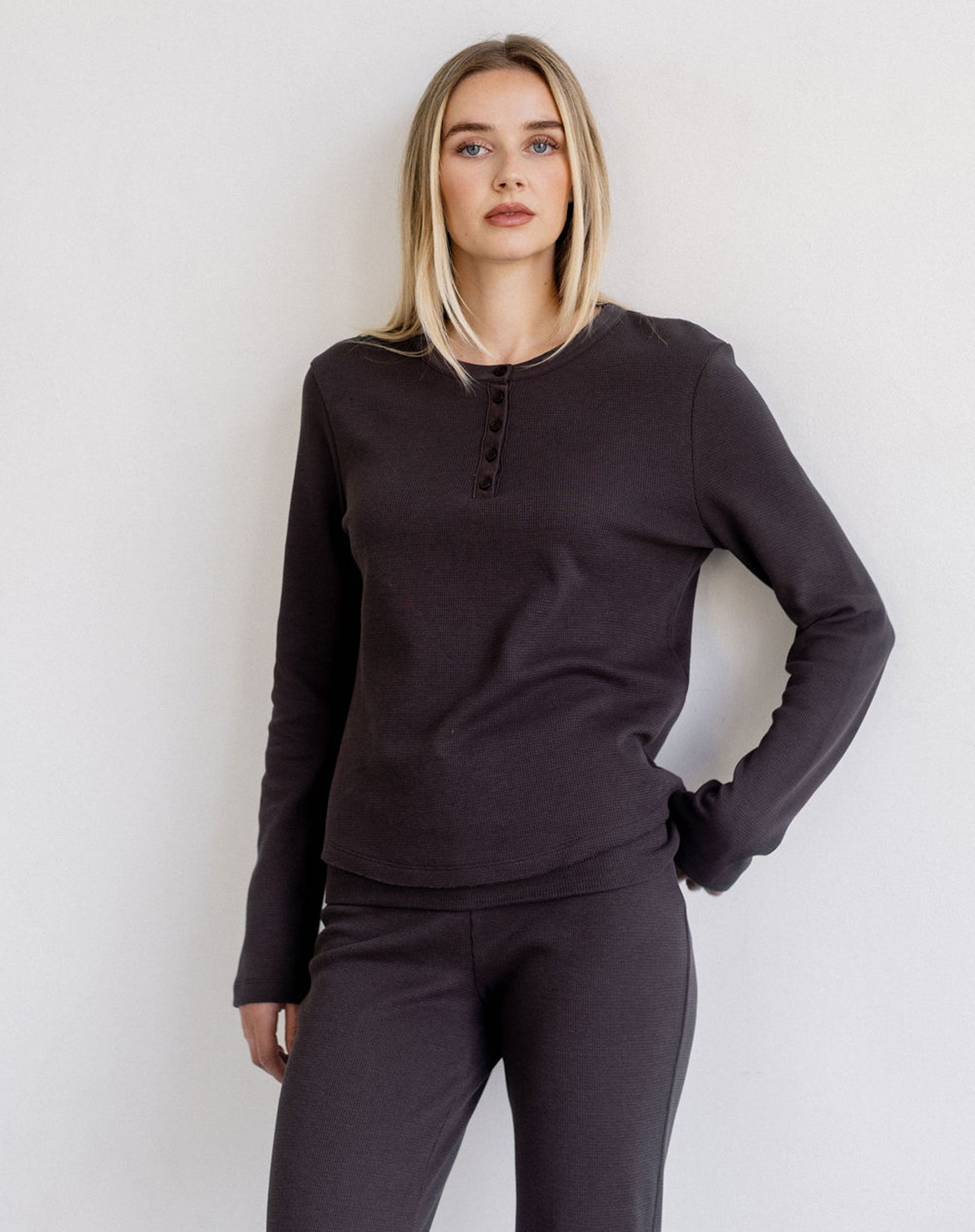 Waffle Henley Top