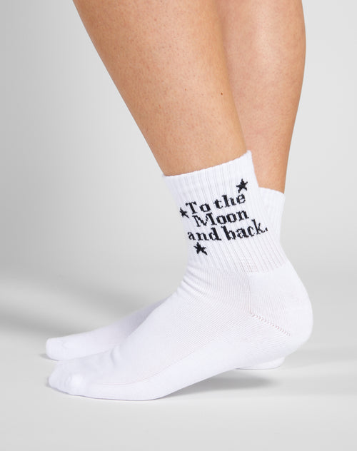 ‘To The Moon And Back’ Sock | White