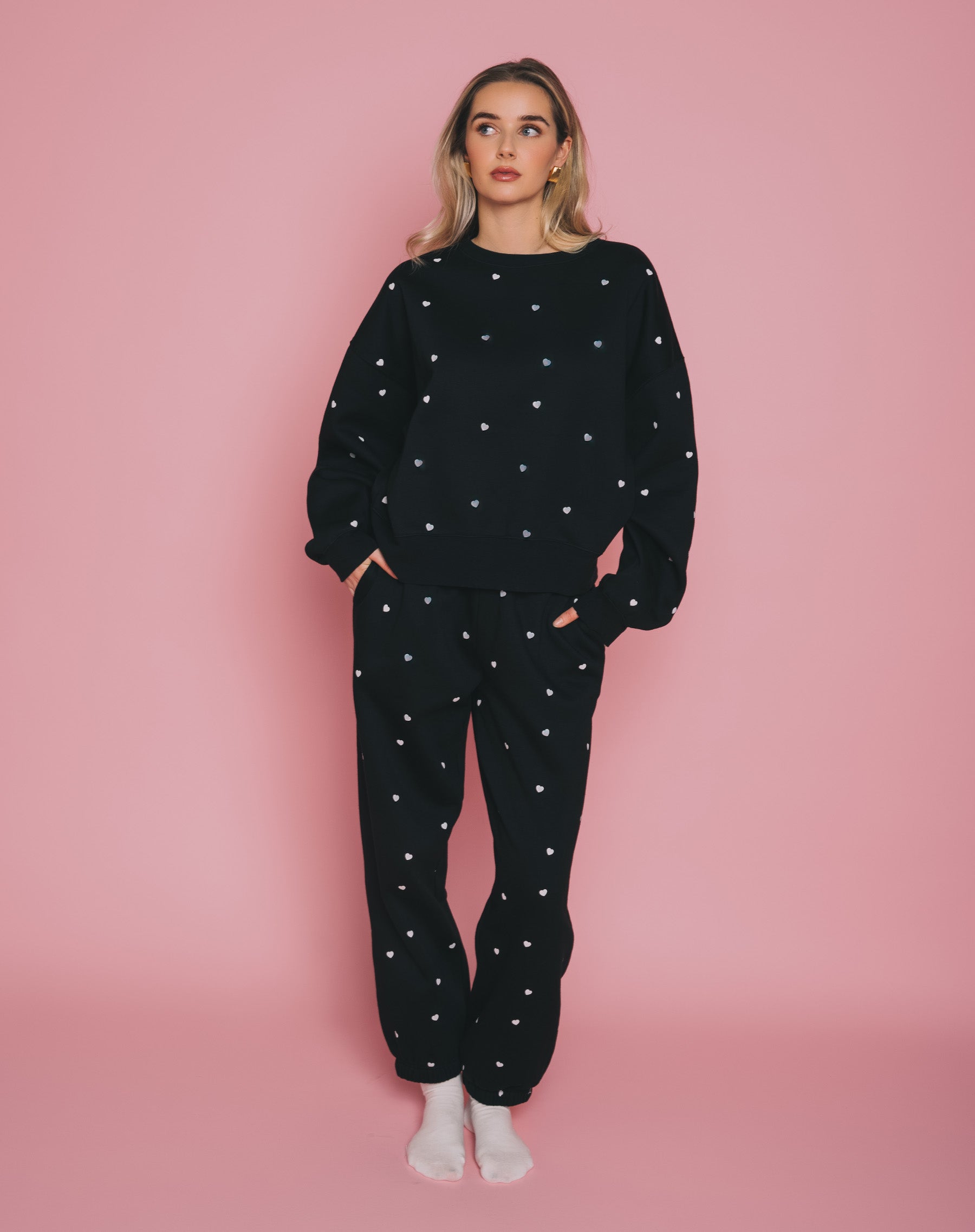 Tiny Heart Sweatsuit in Black