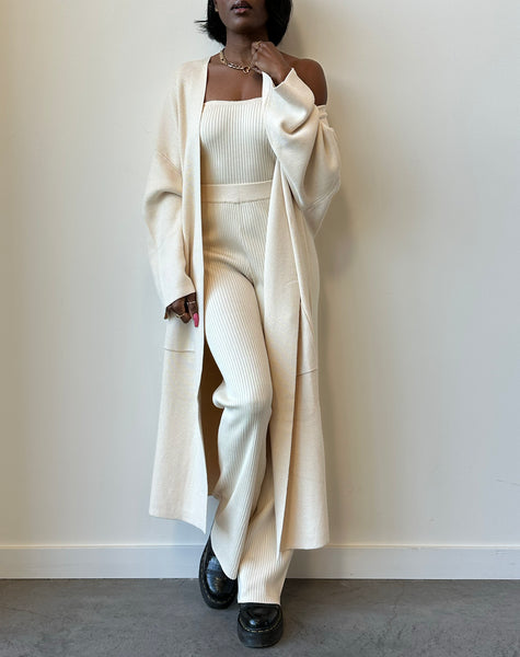 The 'Matilda' Ribbed Knit Maxi Cardigan | Cream – BRUNETTE The Label