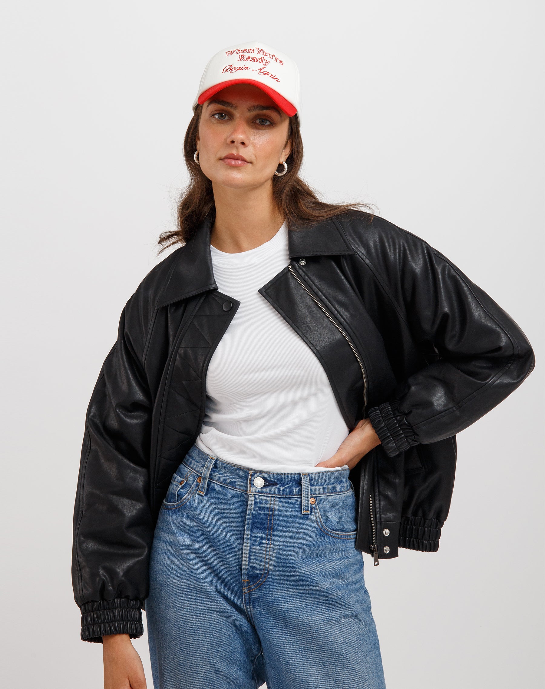 Oversized Vegan Leather Bomber