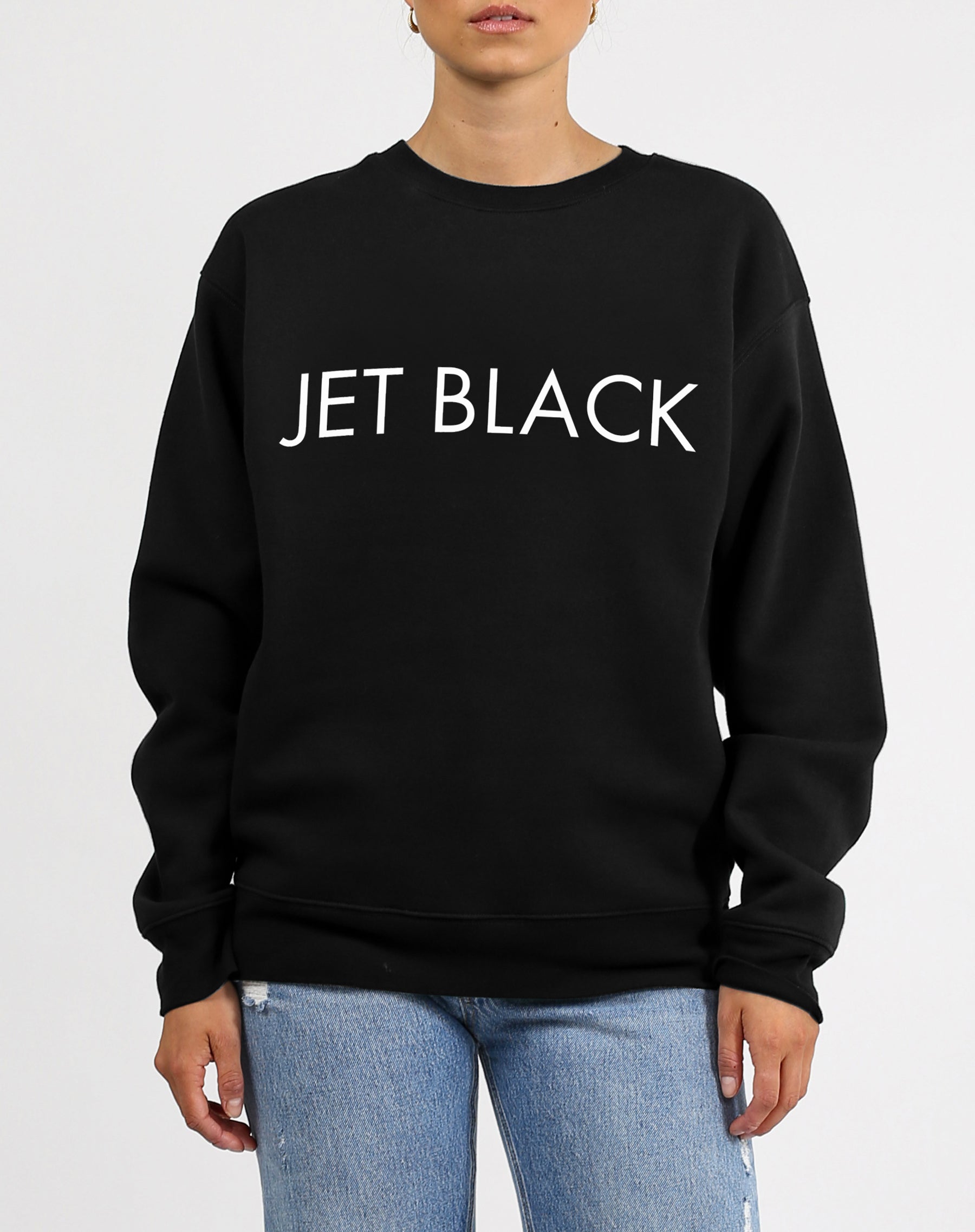 "Jet Black" Classic Crew Neck Sweatshirt | Black