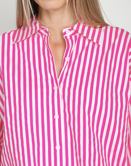Striped Button Up Shirt | Fuchsia