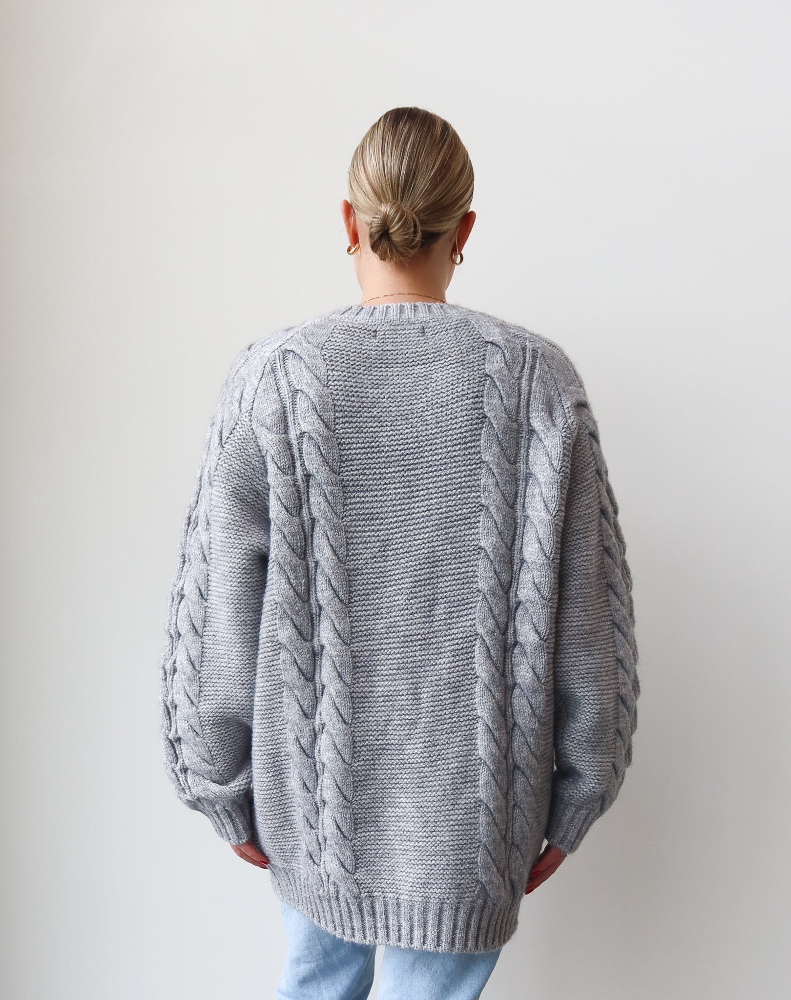 The 'Adele' Cable Knit Big Sister Sweater | Heather Grey