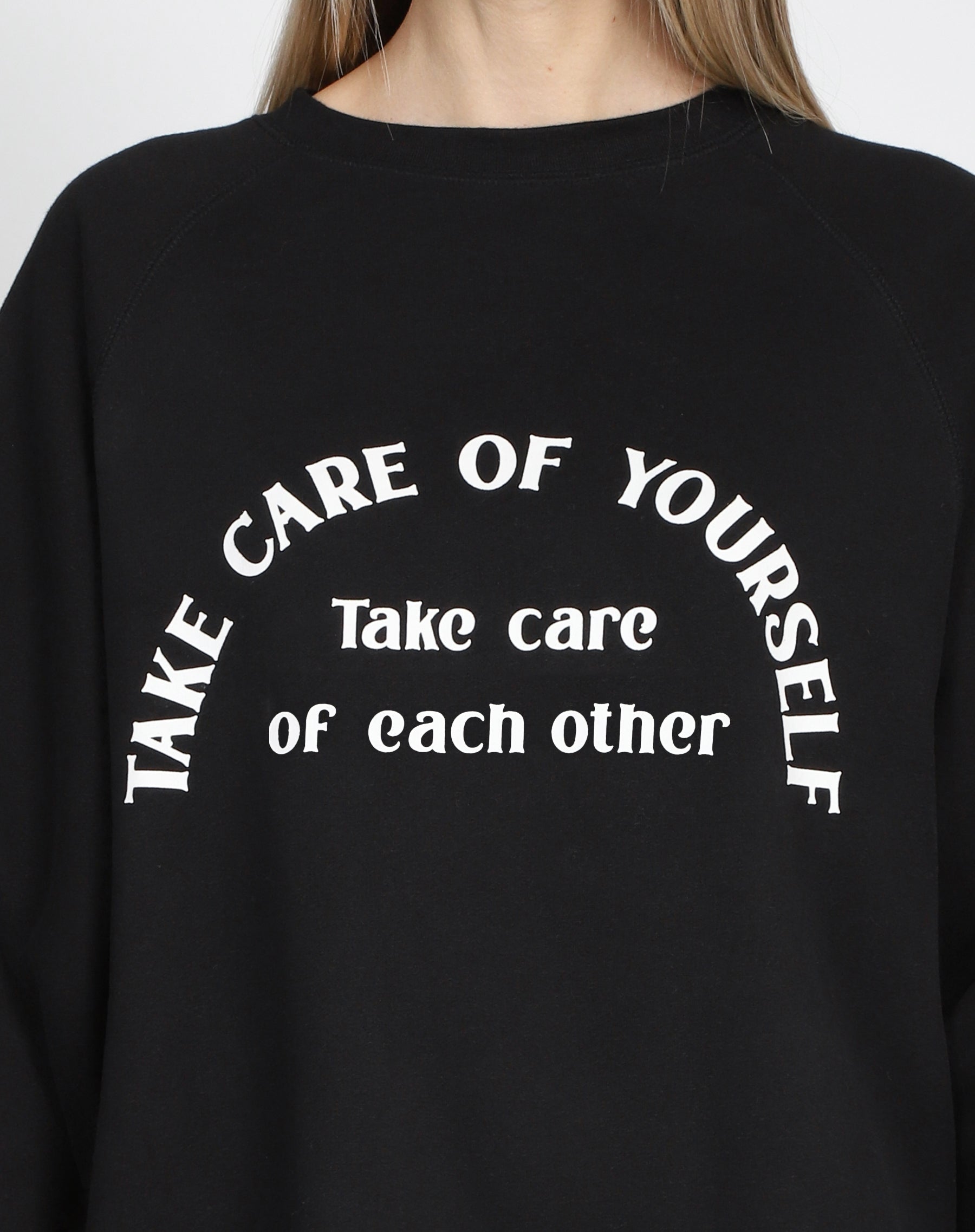 The "TAKE CARE" Not Your Boyfriend's Crew Neck Sweatshirt | True Black