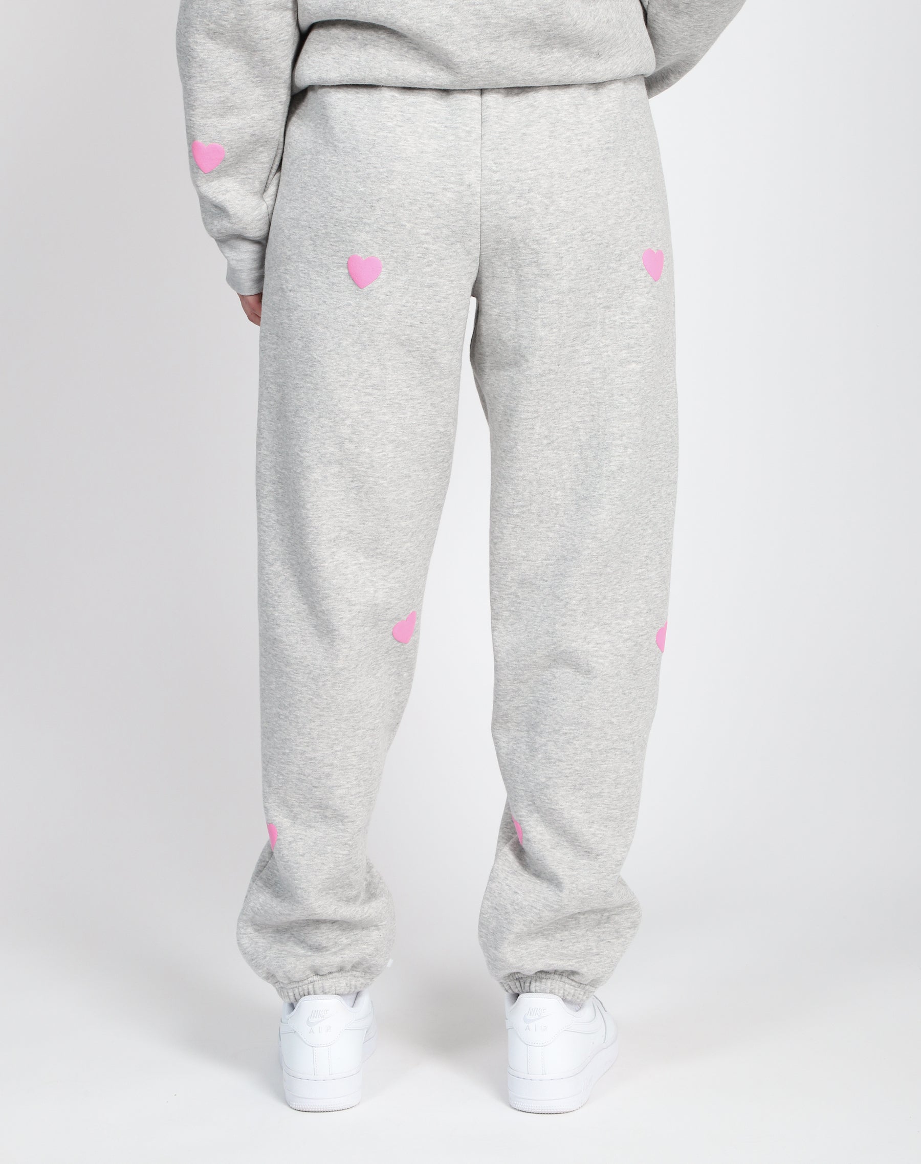 The "ALL OVER HEART" Oversized Joggers | Pebble Grey & Baby Pink