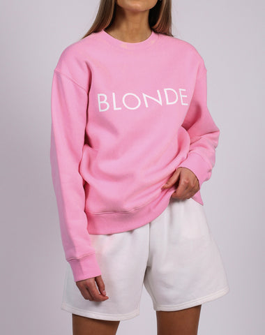 The "BLONDE" Not Your Boyfriend's Varsity Crew Neck Sweatshirt | Fuchsia & Baby Pink