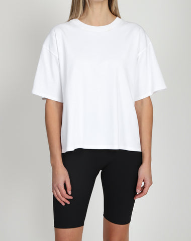 The Cropped Ribbed Tee | White
