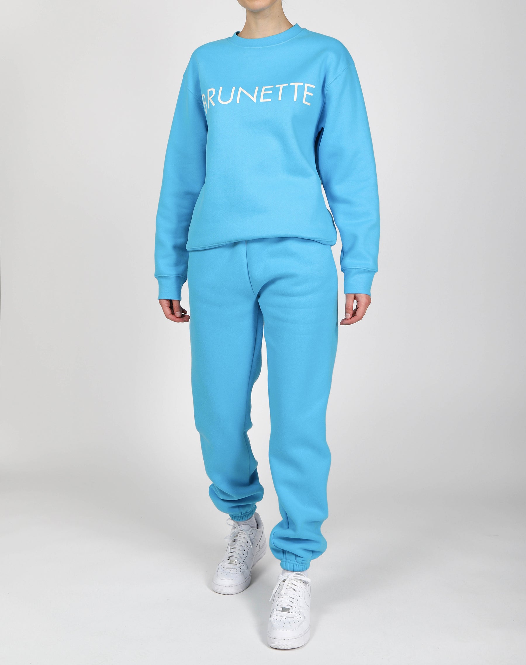 The "BRUNETTE" Classic Crew Neck Sweatshirt | Mediterranean Blue