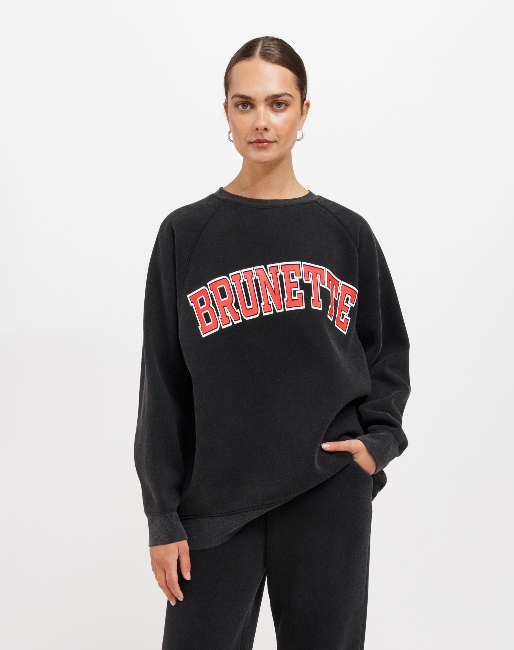 Fashion brunette sweatshirt