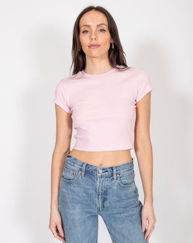 The Cropped Ribbed Tee | Classic Grey