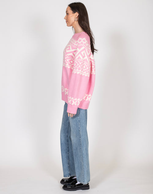 Fair Isle Knit Sweater | Bubble Gum