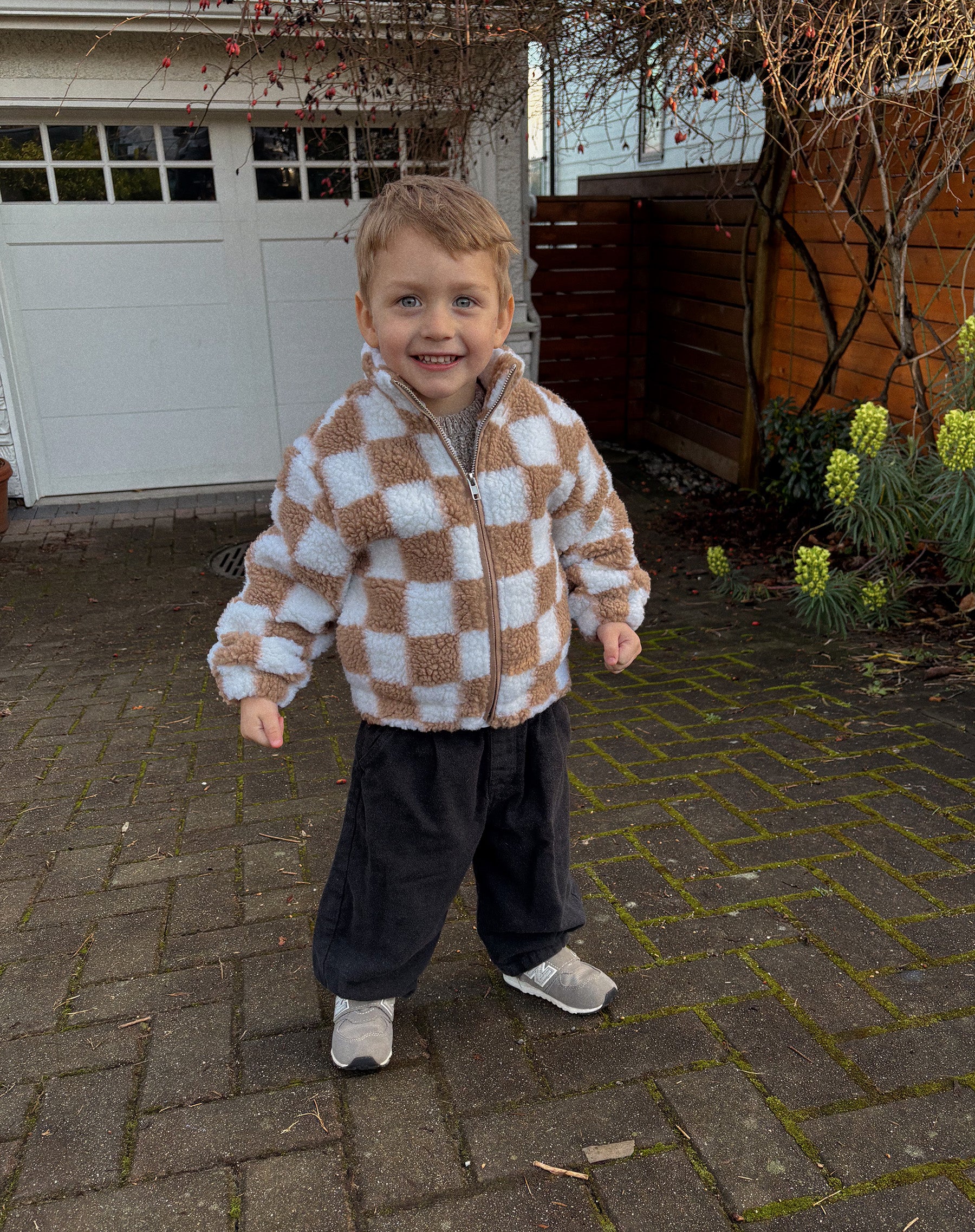 Kids Checkerboard Sherpa Jacket