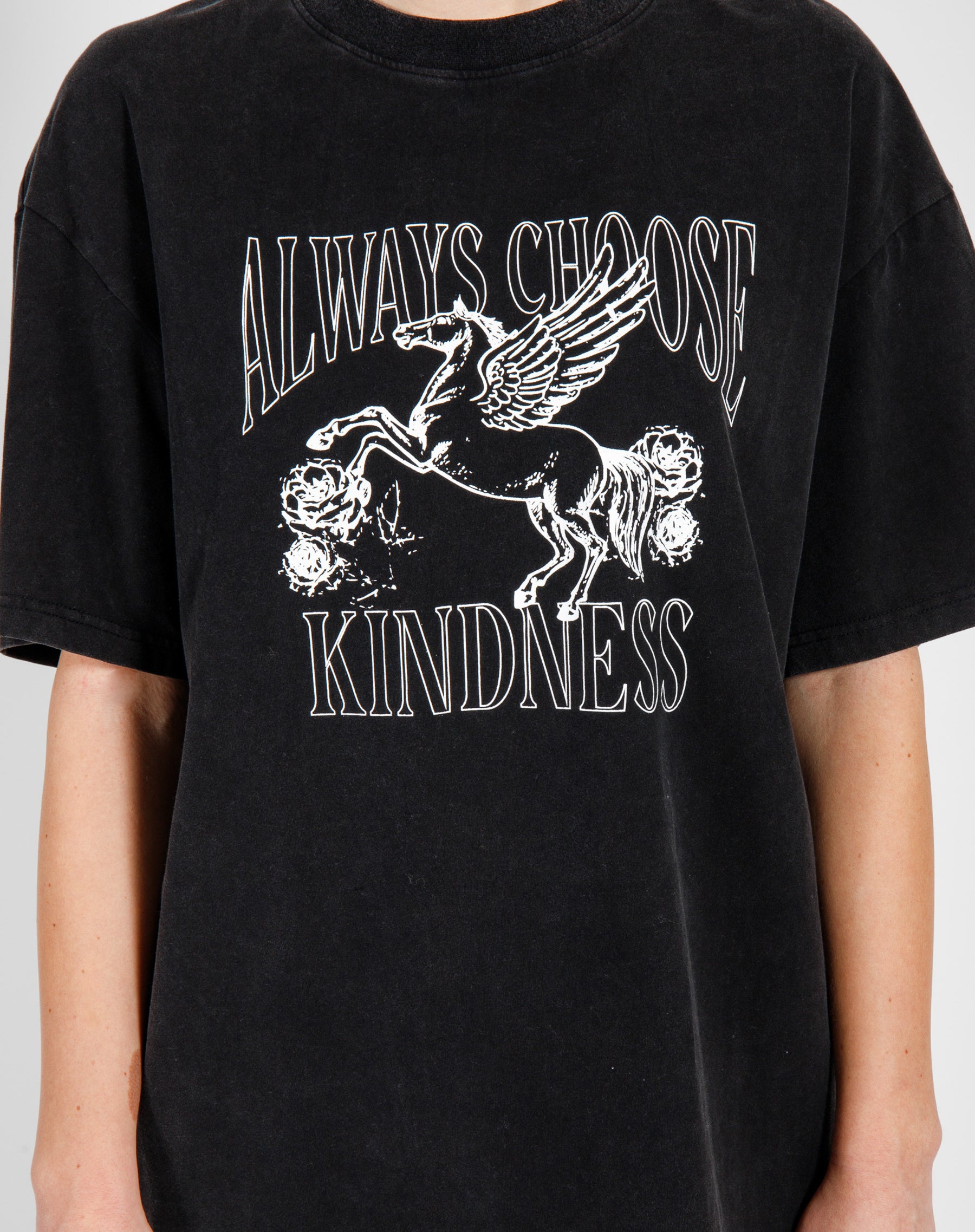 "Always Choose Kindness" Oversized Boxy Tee | Washed Black