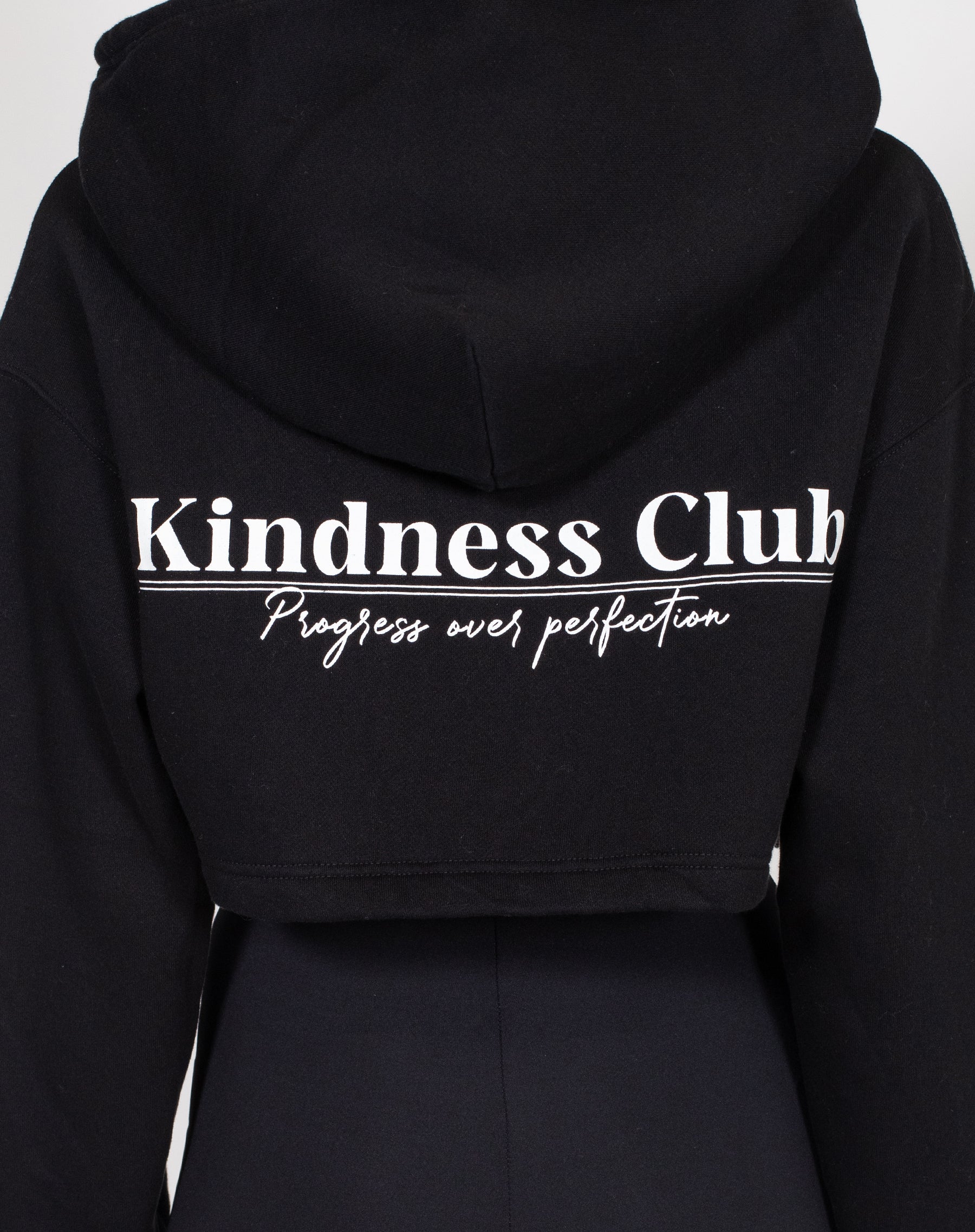 The "KINDNESS CLUB" Super Crop Hoodie | Black