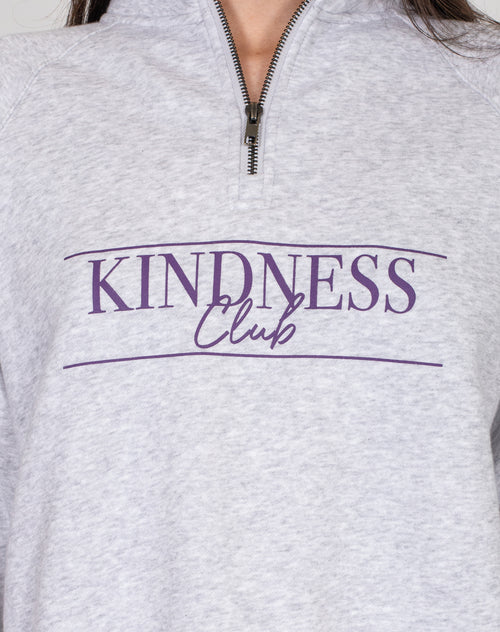 The "KINDNESS CLUB" Not Your Boyfriend's Half Zip Sweater | Pebble Grey