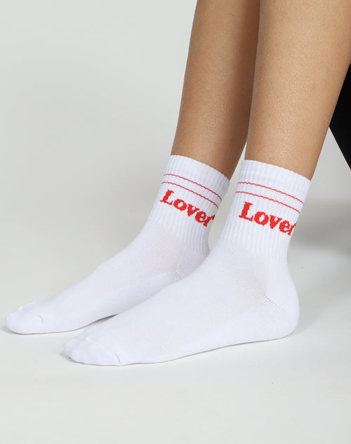 "LOVER" Socks | White with Red