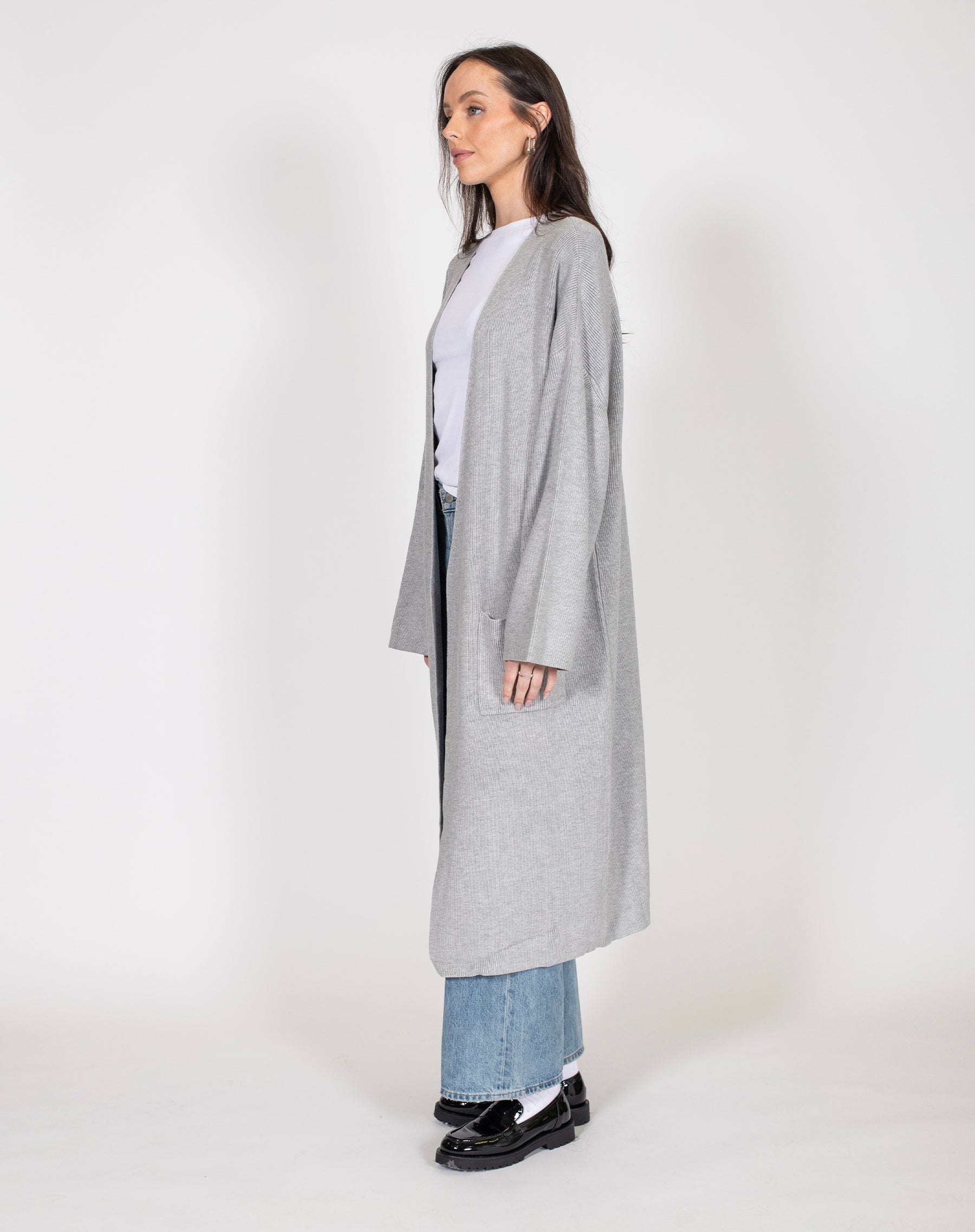 Maxi Cardigan Tricot - gris store