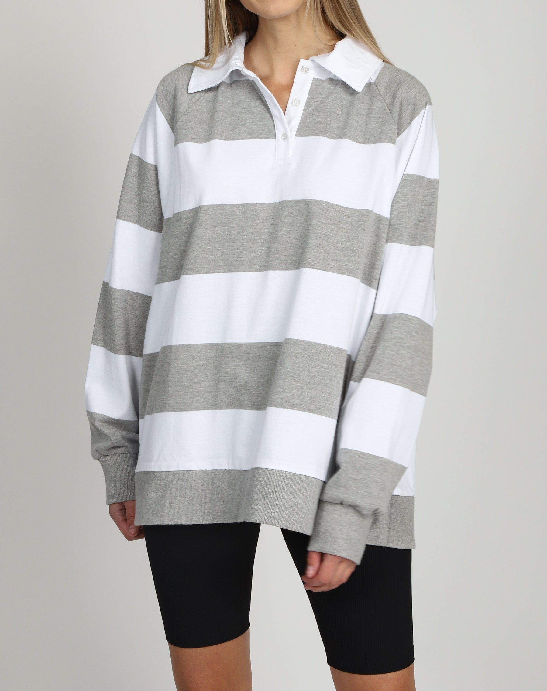 The Striped Rugby Shirt | Pebble Grey