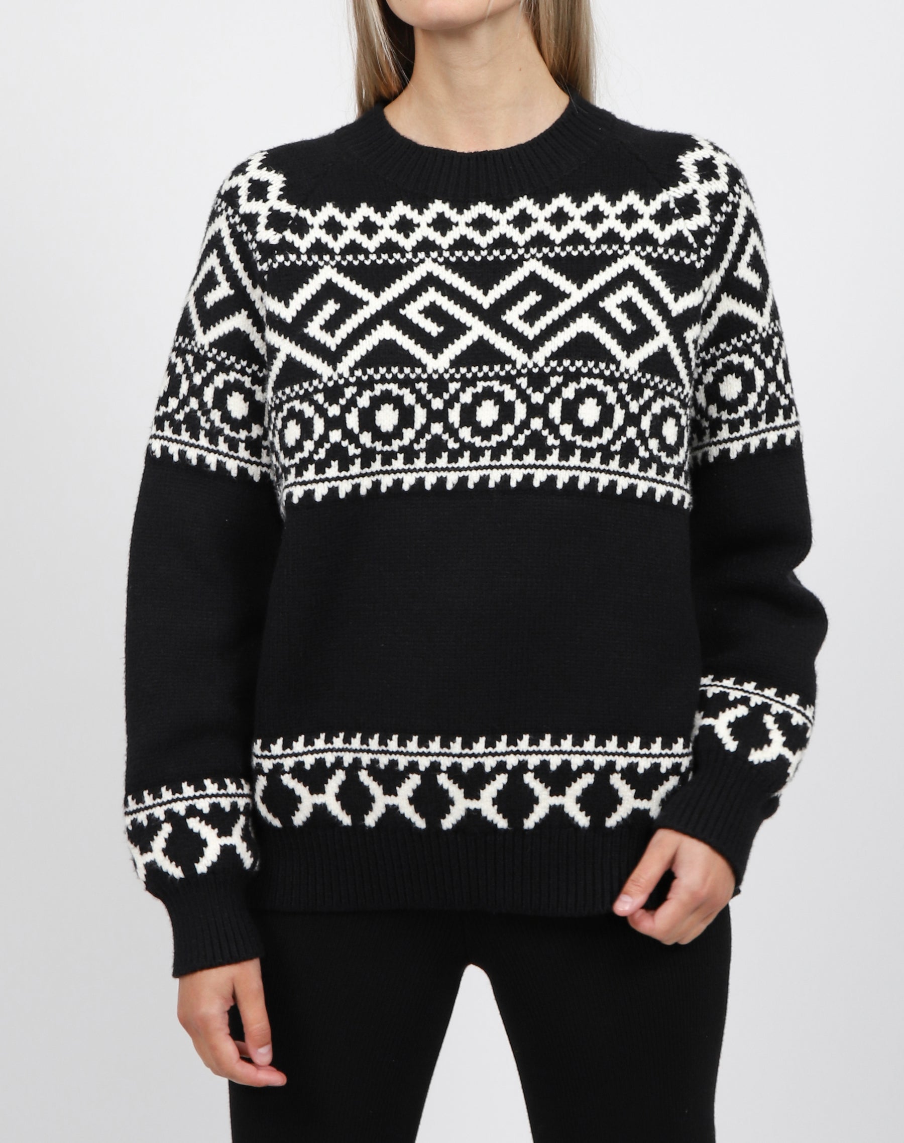 Fair Isle Knit Sweater | Black
